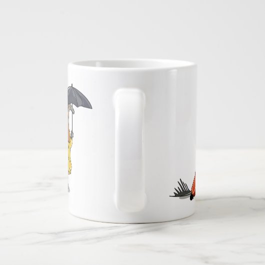 Amargasaurus Holding Paraplu en Koffer. Grote Koffiekop (Achterkant)