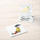 Amargasaurus Holding Paraplu en Koffer. Kartonnen Onderzetters (Insitu)