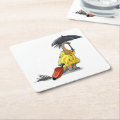 Amargasaurus Holding Paraplu en Koffer. Kartonnen Onderzetters (Schuin)