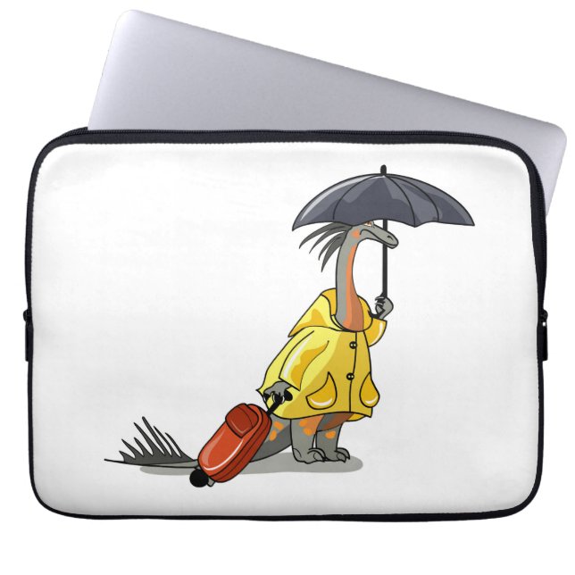 Amargasaurus Holding Paraplu en Koffer. Laptop Sleeve (Voorkant)