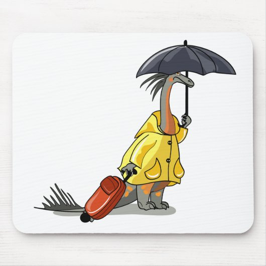 Amargasaurus Holding Paraplu en Koffer. Muismat (Voorkant)