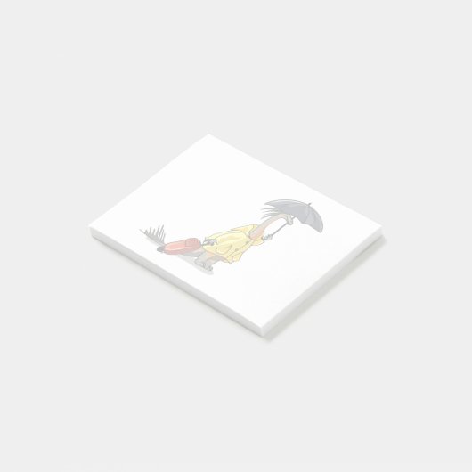 Amargasaurus Holding Paraplu en Koffer. Post-it® Notes (Schuin)