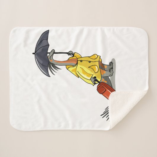 Amargasaurus Holding Paraplu en Koffer. Sherpa Deken (Voorkant (horizontaal))