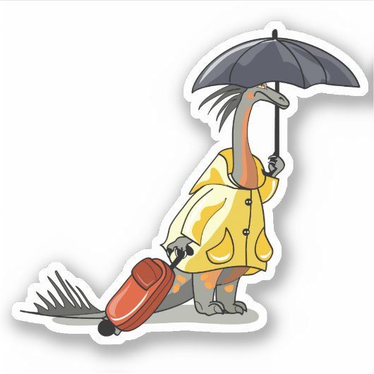 Amargasaurus Holding Paraplu en Koffer. Sticker (Voorkant)