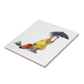 Amargasaurus Holding Paraplu en Koffer. Tegeltje (Zijkant)