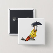 Amargasaurus Holding Paraplu en Koffer. Vierkante Button 5,1 Cm (Voorkant /achterkant)