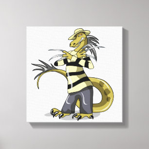Amargasaurus Poseren als Freddy Krueger. Canvas Afdruk