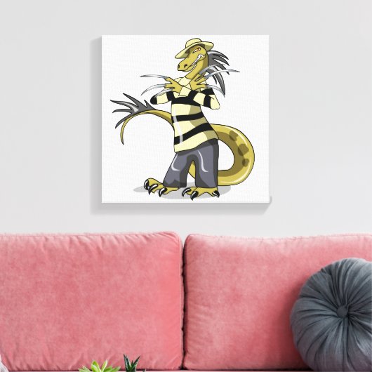Amargasaurus Poseren als Freddy Krueger. Canvas Afdruk (Insitu (Woonkamer))