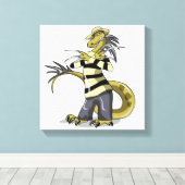 Amargasaurus Poseren als Freddy Krueger. Canvas Afdruk (Insitu (Houten vloer))