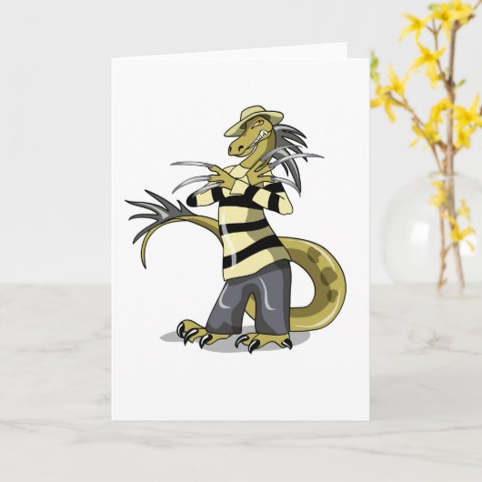 Amargasaurus Poseren als Freddy Krueger. Kaart (Gele Bloem)