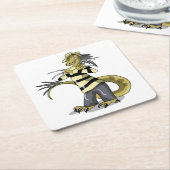 Amargasaurus Poseren als Freddy Krueger. Kartonnen Onderzetters (Schuin)