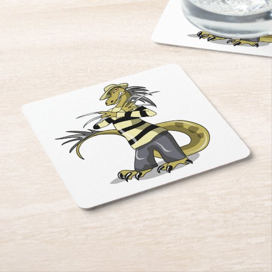 Amargasaurus Poseren als Freddy Krueger. Kartonnen Onderzetters (Schuin)