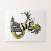 Amargasaurus Poseren als Freddy Krueger. Legpuzzel (Horizontaal)