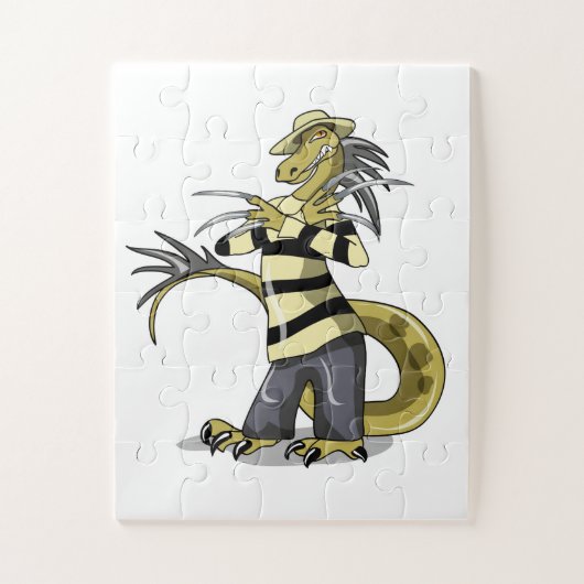 Amargasaurus Poseren als Freddy Krueger. Legpuzzel (Verticaal)