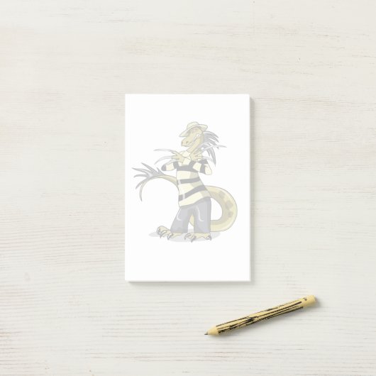 Amargasaurus Poseren als Freddy Krueger. Post-it® Notes (Op bureau)