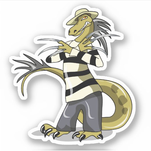Amargasaurus Poseren als Freddy Krueger. Sticker (Voorkant)