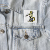 Amargasaurus Poseren als Freddy Krueger. Vierkante Button 5,1 Cm (In situ)