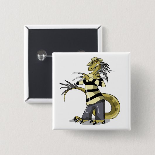 Amargasaurus Poseren als Freddy Krueger. Vierkante Button 5,1 Cm (Voorkant /achterkant)