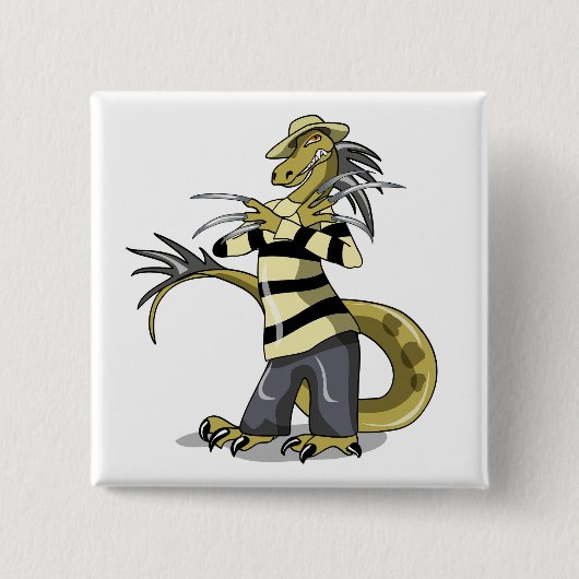 Amargasaurus Poseren als Freddy Krueger. Vierkante Button 5,1 Cm (Voorkant)