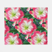 Amarilis roze wit kleur zachte bloem fleece deken (Voorkant (Horizontaal))