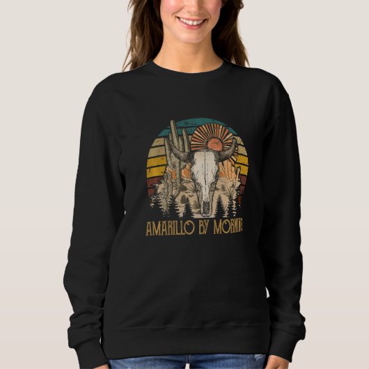 Amarillo By Morning Bull Skull Howdy Cute Cactus S Trui (Voorkant)