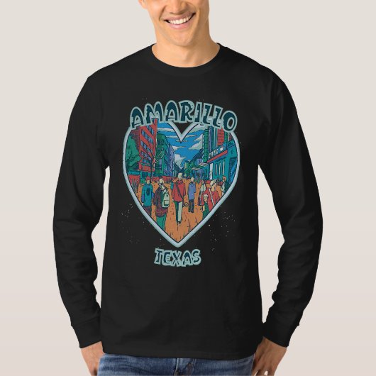 Amarillo In Texas Travel Souvenir Heart T-shirt (Voorkant)