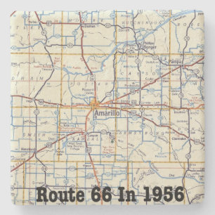 Amarillo route 66 kaart in 1956 stenen onderzetter