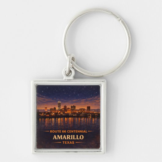 Amarillo Route 66 Silhouette Reis Geschenk Sleutelhanger (Voorkant)