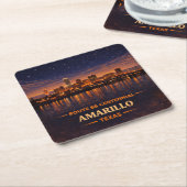 Amarillo Route 66 Skyline Barware Cadeau Kartonnen Onderzetters (Schuin)