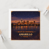 Amarillo Route 66 Skyline Reisbriefpapier Set Kaart (Voorkant / Achterkant in situ)