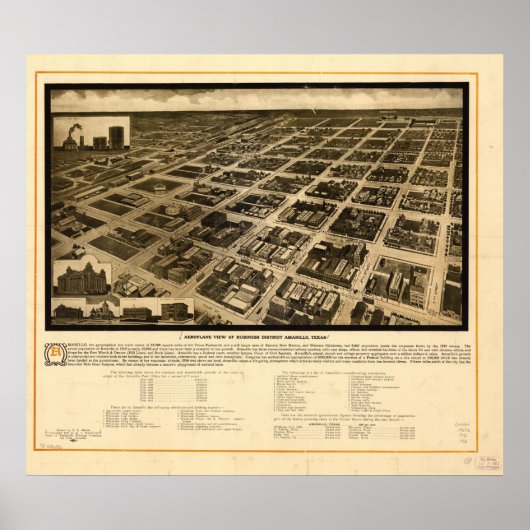 Amarillo Texas 1912 Antiek Panorama Poster (Voorkant)