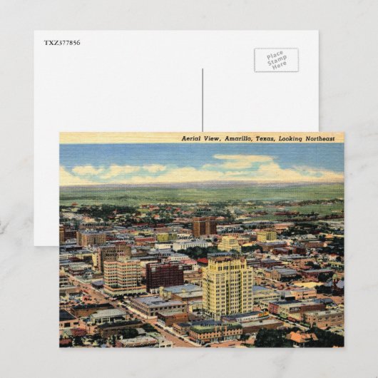 Amarillo, Texas, Aerial Uitzicht, 1950  Briefkaart (Voorkant / Achterkant)