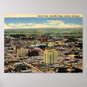 Amarillo, Texas, Aerial Uitzicht, 1950  Poster