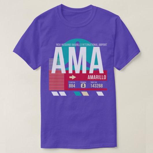 Amarillo Texas Airport Code Bagage Label T-shirt (Design voorkant)