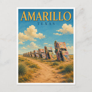 Amarillo Texas Cadillac Ranch GeoSaga Briefkaart