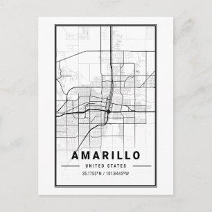 Amarillo Texas City Map Minimalist Art  Briefkaart