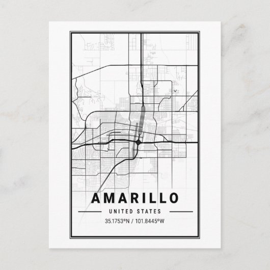 Amarillo Texas City Map Minimalist Art Briefkaart (Voorkant)