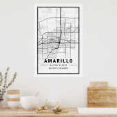 Amarillo Texas City Travel City-kaart Poster (Keuken)