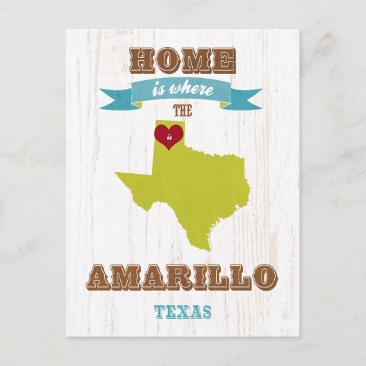 Amarillo, Texas Kaart - Thuis is waar het hart is (Voorkant)
