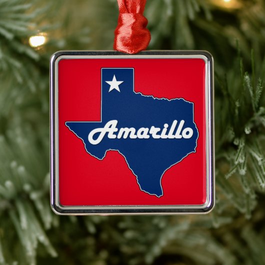 Amarillo Texas Lone Star State Map Kerstmis Metalen Ornament (Boom)