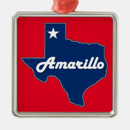 Amarillo Texas Lone Star State Map Kerstmis Metalen Ornament