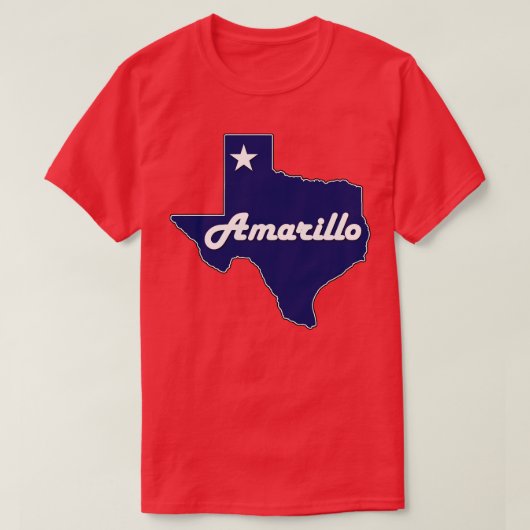 Amarillo Texas Navy Blue Lone State Kaart T-shirt (Design voorkant)