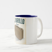 Amarillo texas reisposter tweekleurige koffiemok (Voorkant rechts)