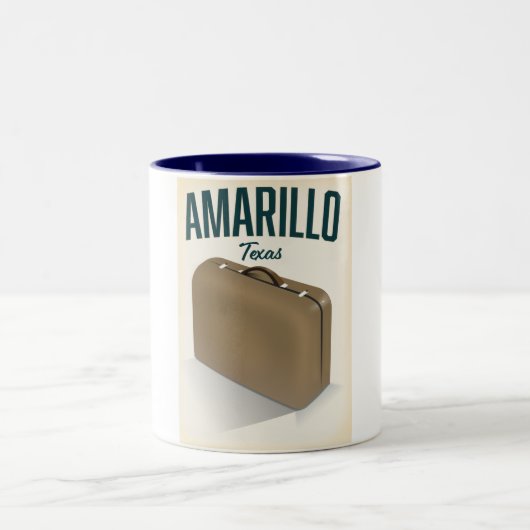 Amarillo texas reisposter tweekleurige koffiemok (Center)