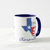 Amarillo Texas Staatkaart met Ster, Laarzen, Hoed Mok (Voorkant rechts)