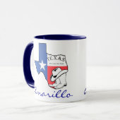 Amarillo Texas Staatkaart met Ster, Laarzen, Hoed Mok (Voorkant links)