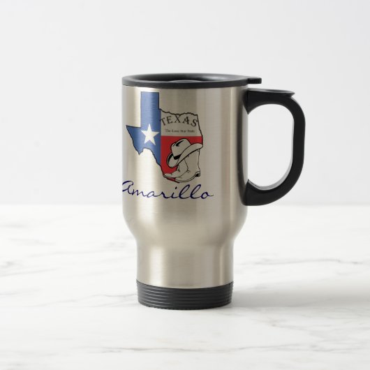 Amarillo Texas State Map met Star, Boots, Pet Mok (Rechts)