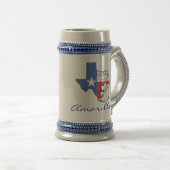 Amarillo Texas State Map w/ Star, Boots, Pet Stein Bierpul (Voorkant rechts)