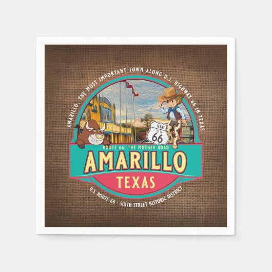 AMARILLO TEXAS US ROUTE 66 DECOUPAGE PAPIER SERVET (Voorkant)
