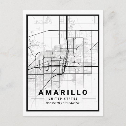 Amarillo Texas USA Travel City Map Poster Briefkaart (Voorkant)